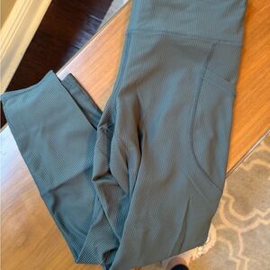 Green Ribbed Leggings